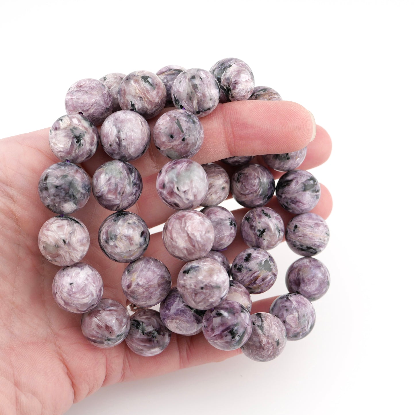 Pink Charoite 15mm Bracelet
