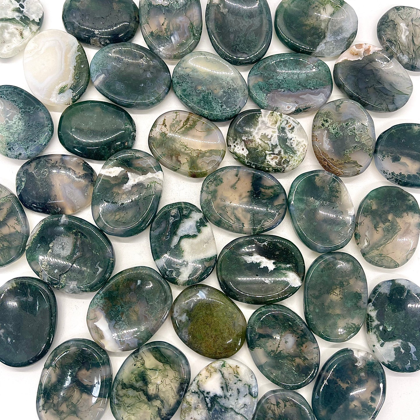 Moss Agate Worry Stone