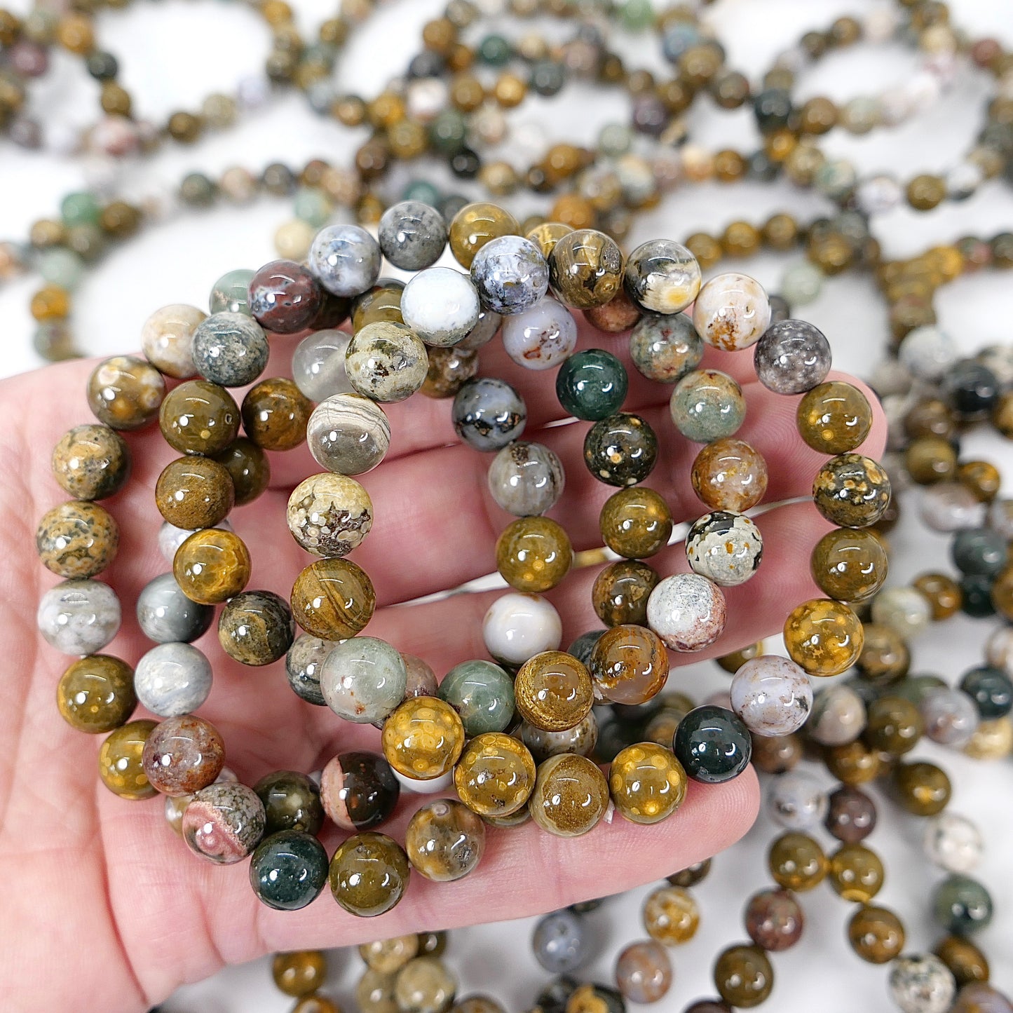 Orbicular Ocean Jasper 9mm Bracelet