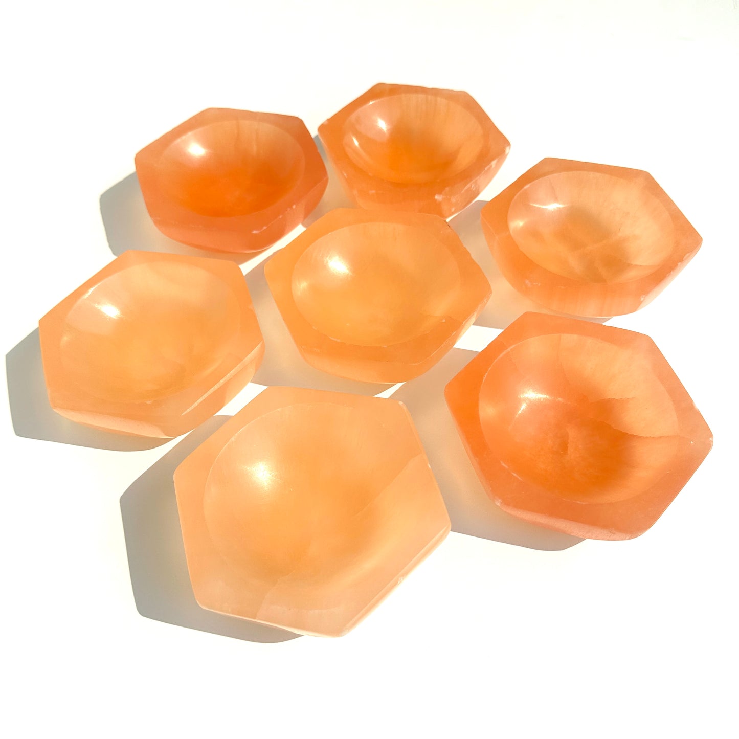 Orange Selenite Hexagon Bowl