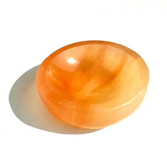 Orange Round Selenite Bowl