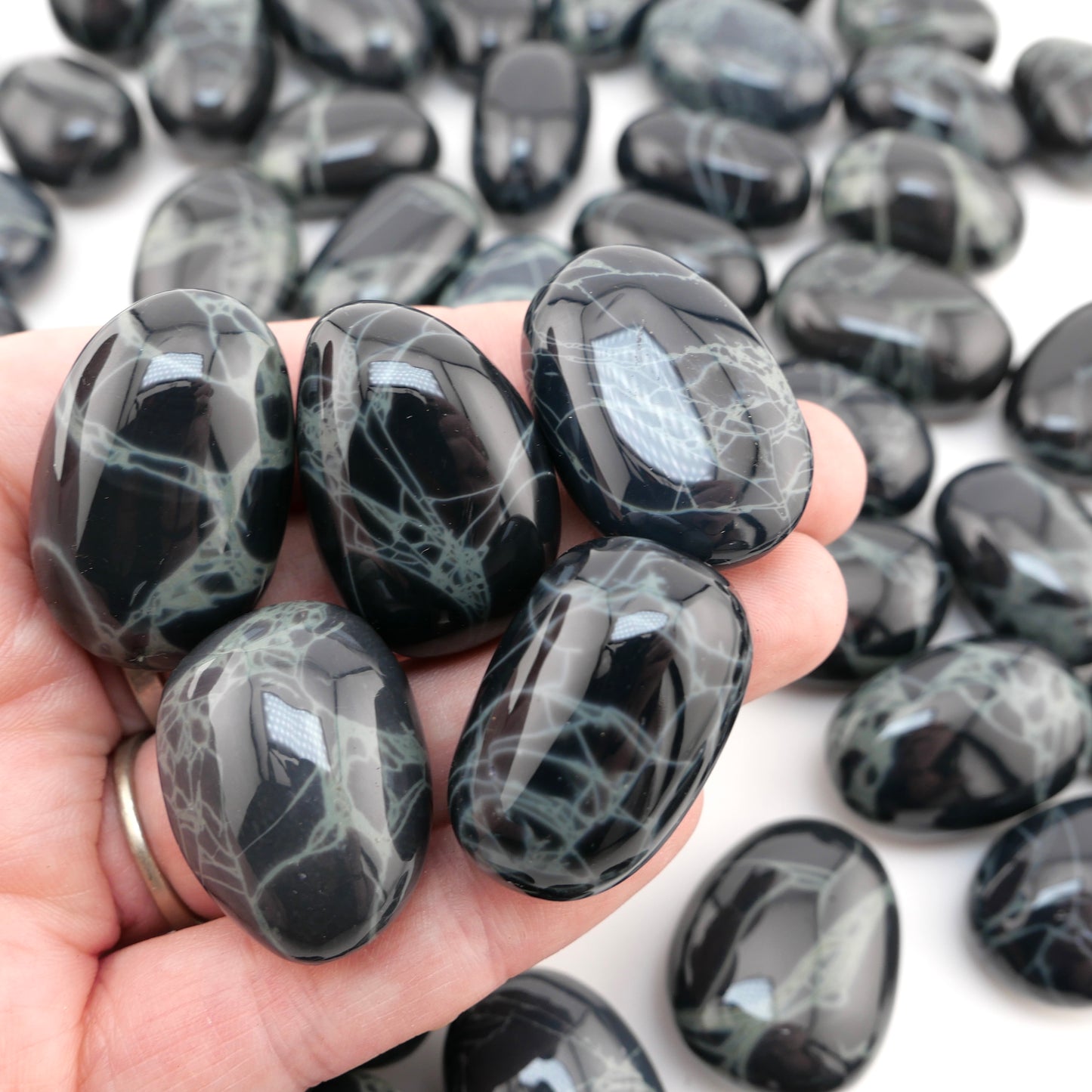 Spiderweb Obsidian Pebble