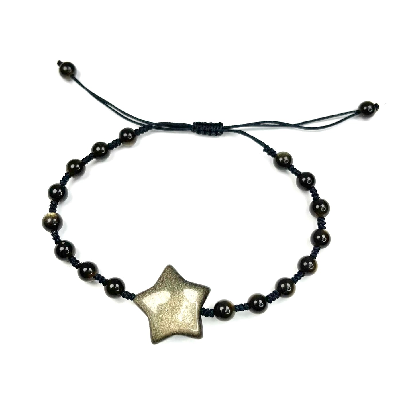 Gold Sheen Obsidian Star Adjustable Bracelet