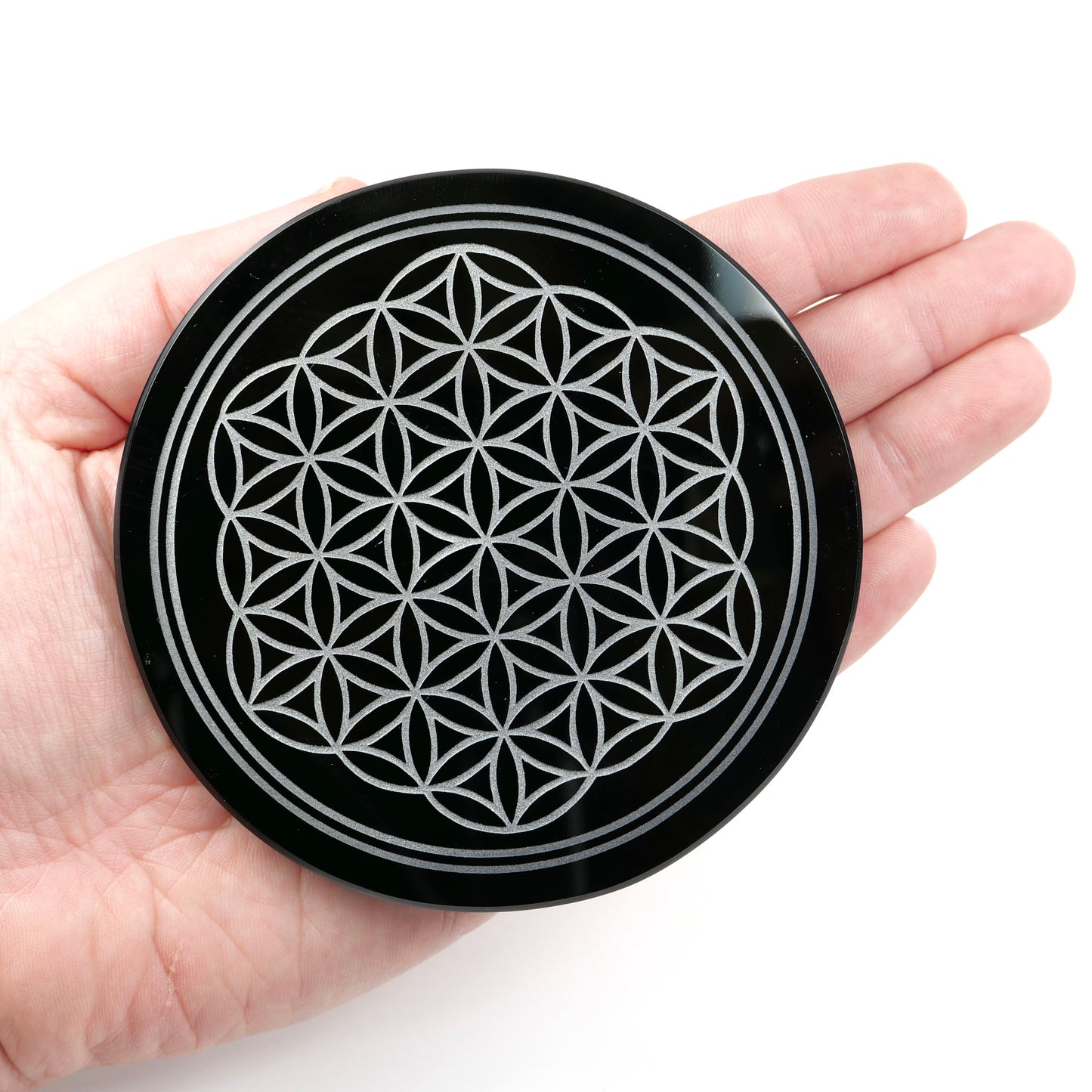 Black Obsidian Flower of Life Plate