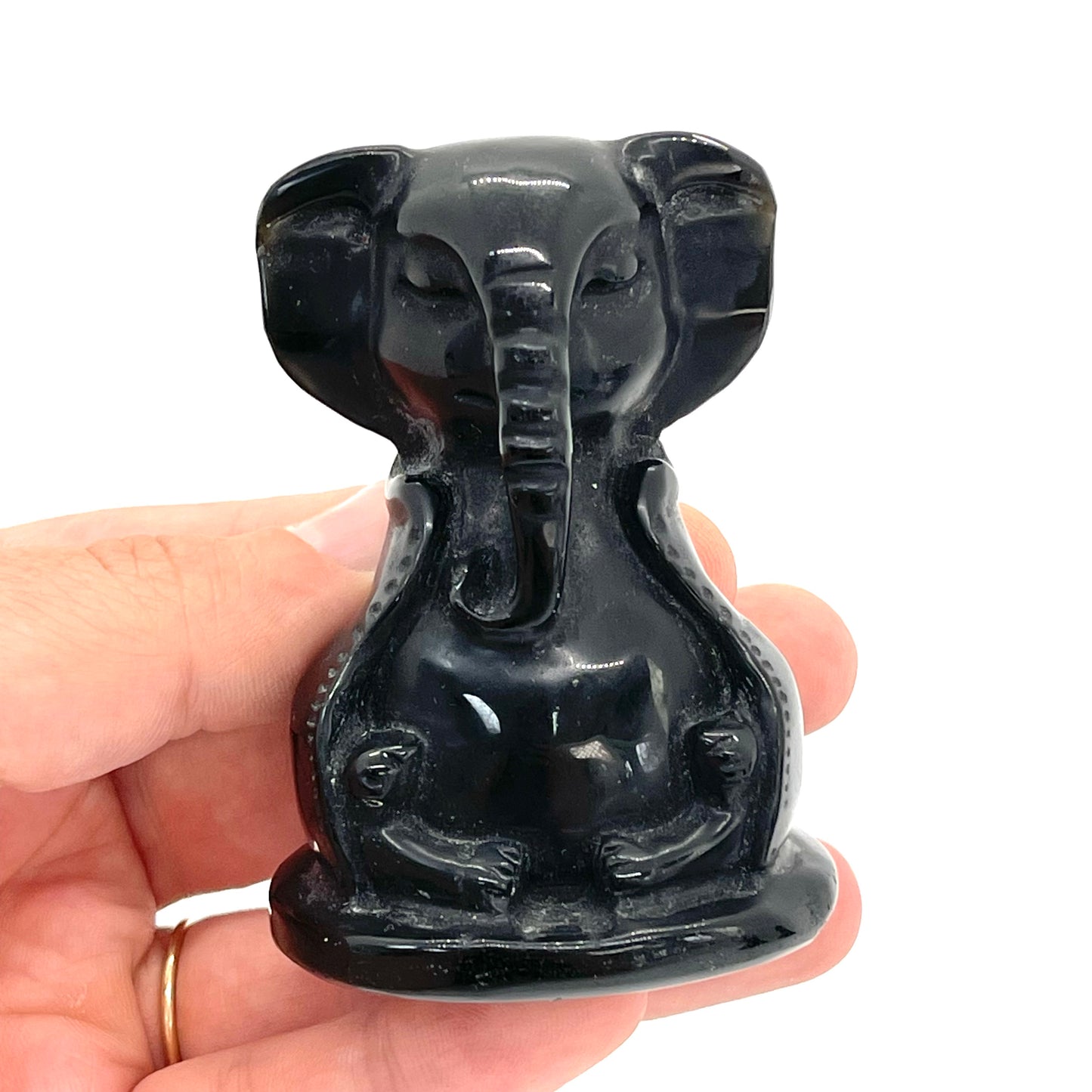Black Obsidian Meditating Elephant