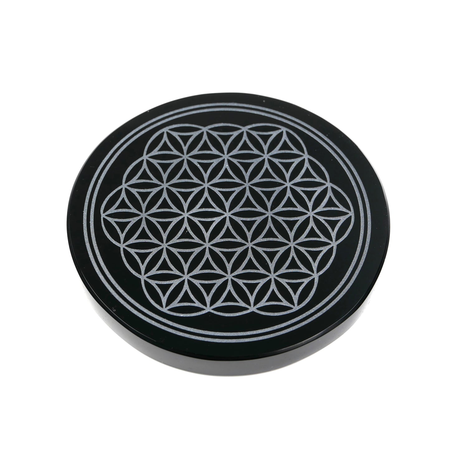 Black Obsidian Flower of Life Plate