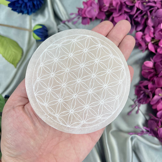 Flower of Life Selenite Plate