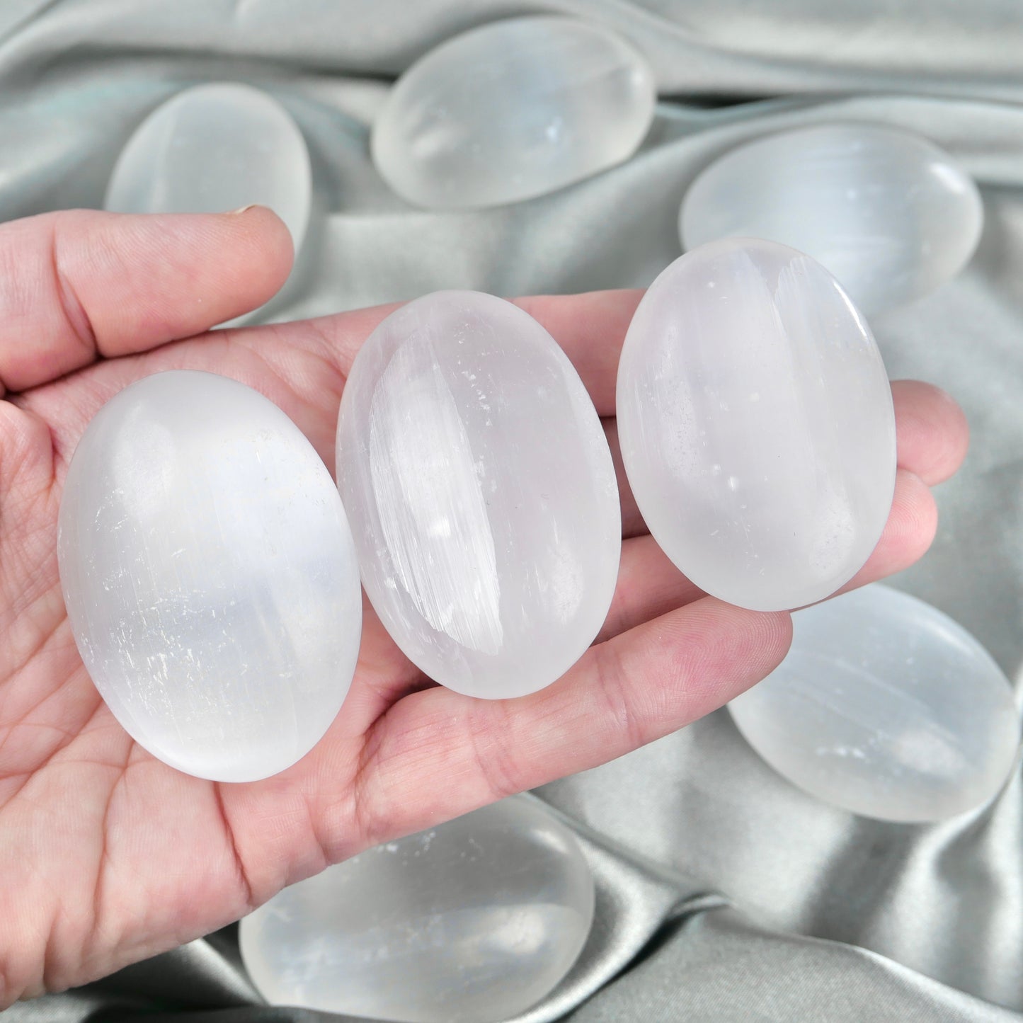 Selenite Palm Stone