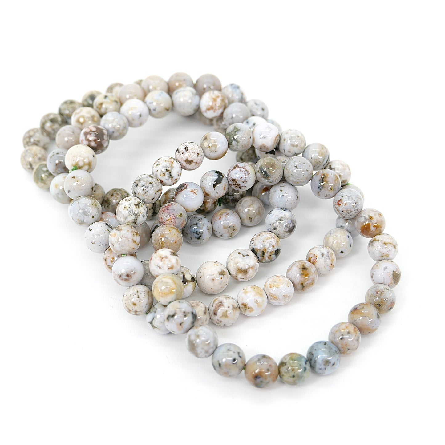 Light Orbicular Ocean Jasper 8mm Bracelet