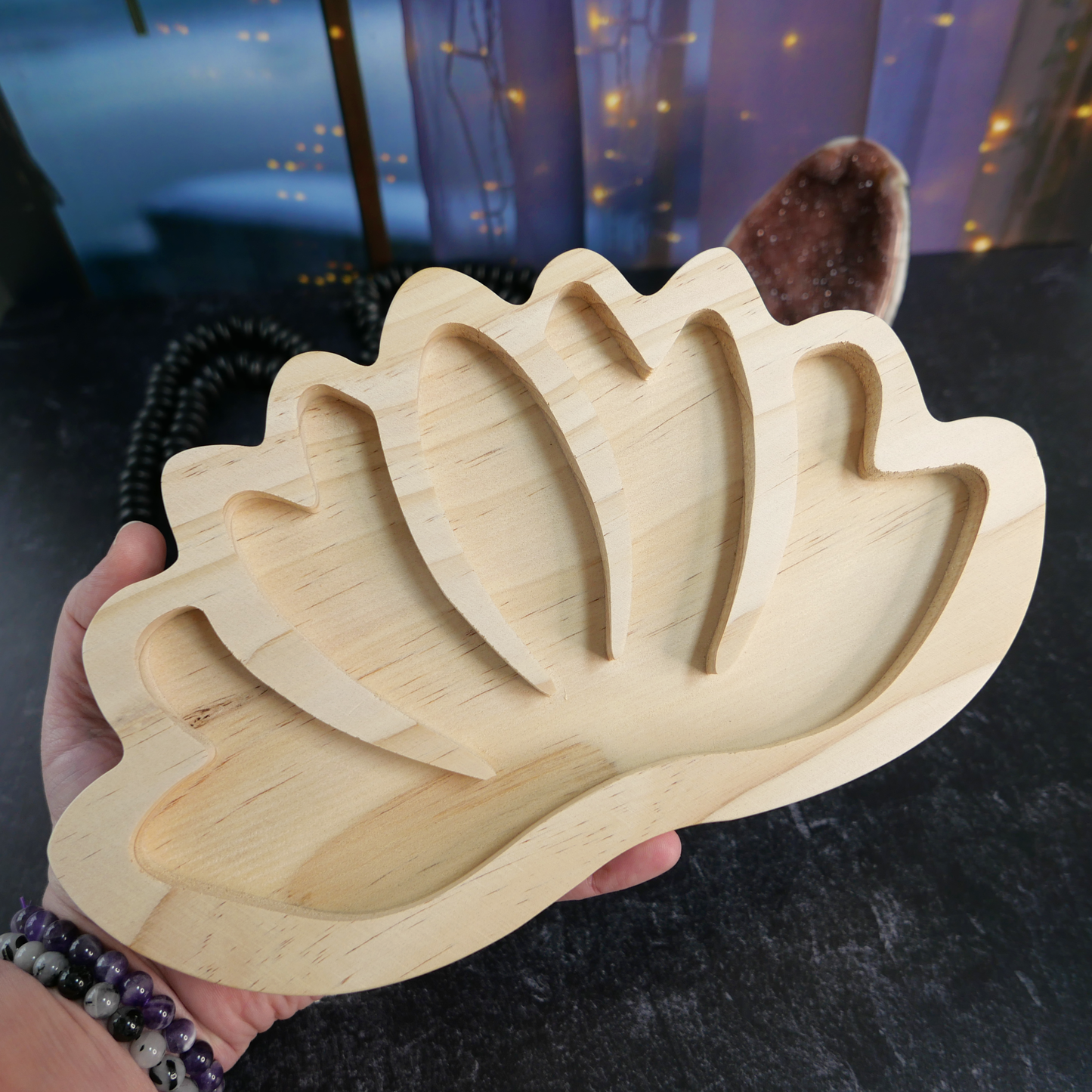 Wood Lotus Tray